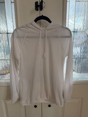 Jockey White Lightweight Hooded Long-Sleeve Pullover